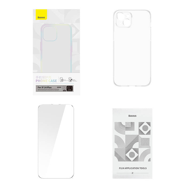 Baseus Crystal Series Case for iPhone 14 Plus + tempered glass
