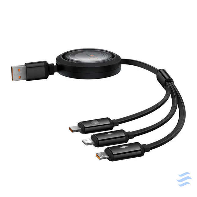 3 in 1 Baseus Free2Draw USB to M + L + C 100W cable 1.1 m (black) Combo Cables