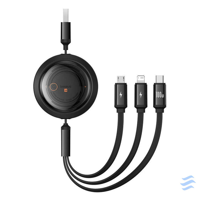 3 in 1 Baseus Free2Draw USB to M + L + C 100W cable 1.1 m (black) Combo Cables