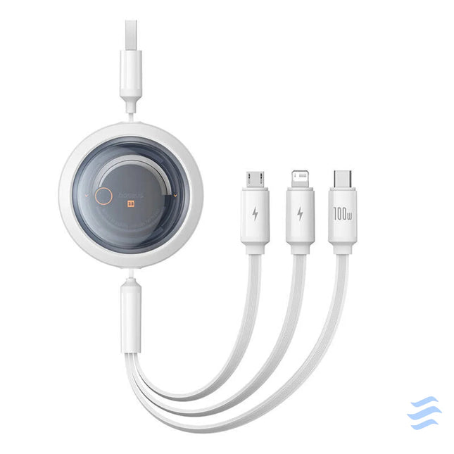 3 in 1 Baseus Free2Draw USB to M + L + C 100W cable 1.1 m (white) Combo Cables
