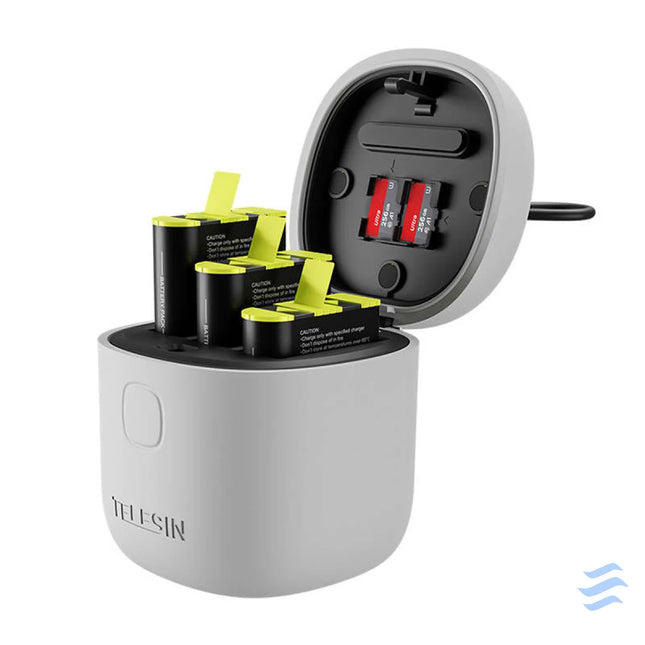 3 slot waterproof charger Telesin Allin box for GoPro Hero 9 / Hero 10 / Hero 11 / Hero 12 + 3 batteries (GP BTR 906 GY