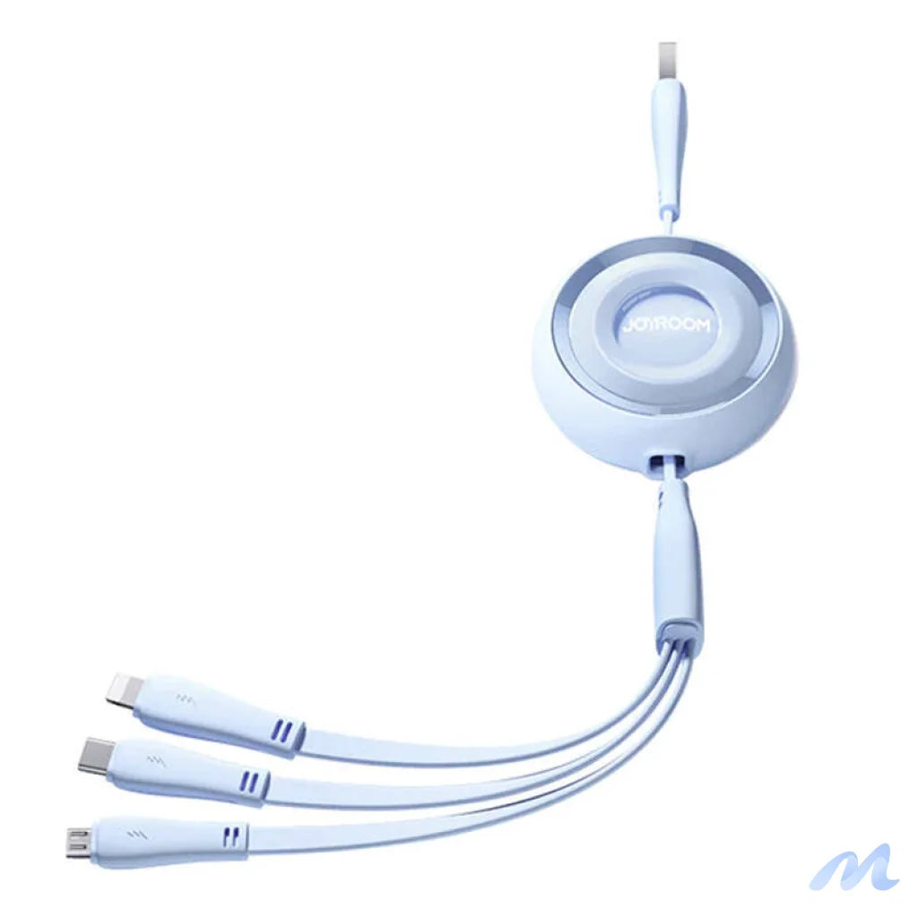 3in1 Joyroom Colorful USB to USB-C/Lightning/Micro USB cable 3.5A, 1m (blue)