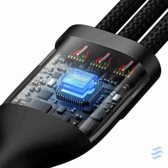 3in1 USB cable Baseus Flash Series 2 USB C + micro USB + Lightning 100W 1.2m (black) Combo Cables