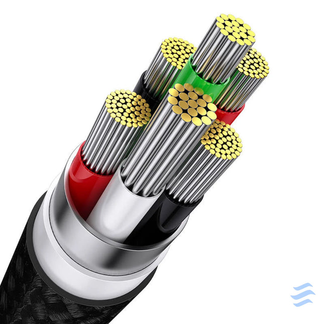 3in1 USB cable Baseus Flash Series USB C + micro USB + Lightning 100W 1.2m (black) Combo Cables