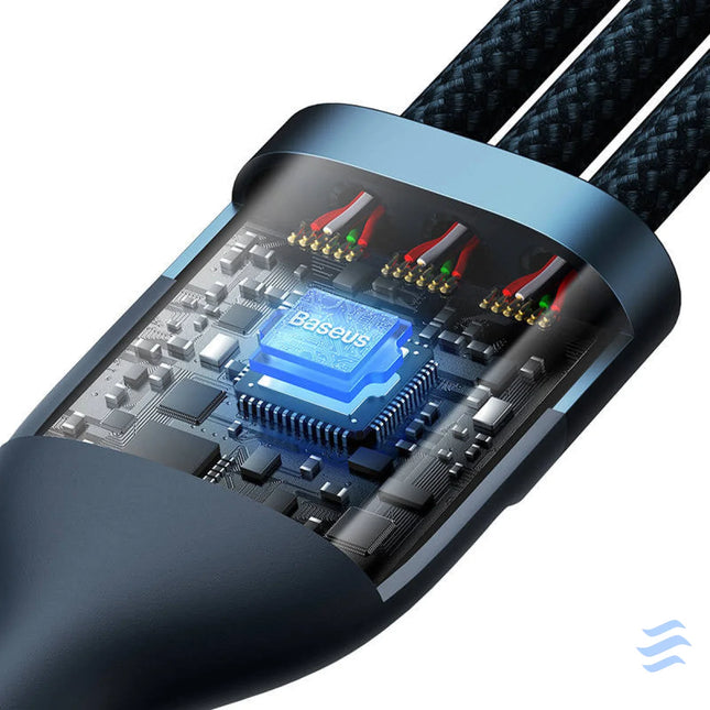3in1 USB cable Baseus Flash Series USB C + micro USB + Lightning 100W 1.2m (blue) Combo Cables