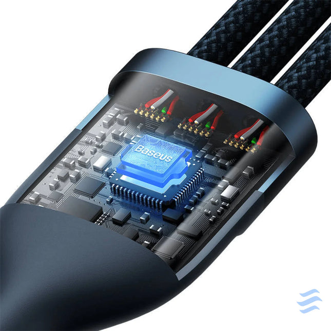 3in1 USB cable Baseus USB 3in1 Baseus Flash Series USB C + Micro + Lightning 66W 1.2m (blue) Combo Cables