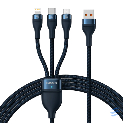 3in1 USB cable Baseus USB 3in1 Baseus Flash Series USB C + Micro + Lightning 66W 1.2m (blue) Combo Cables