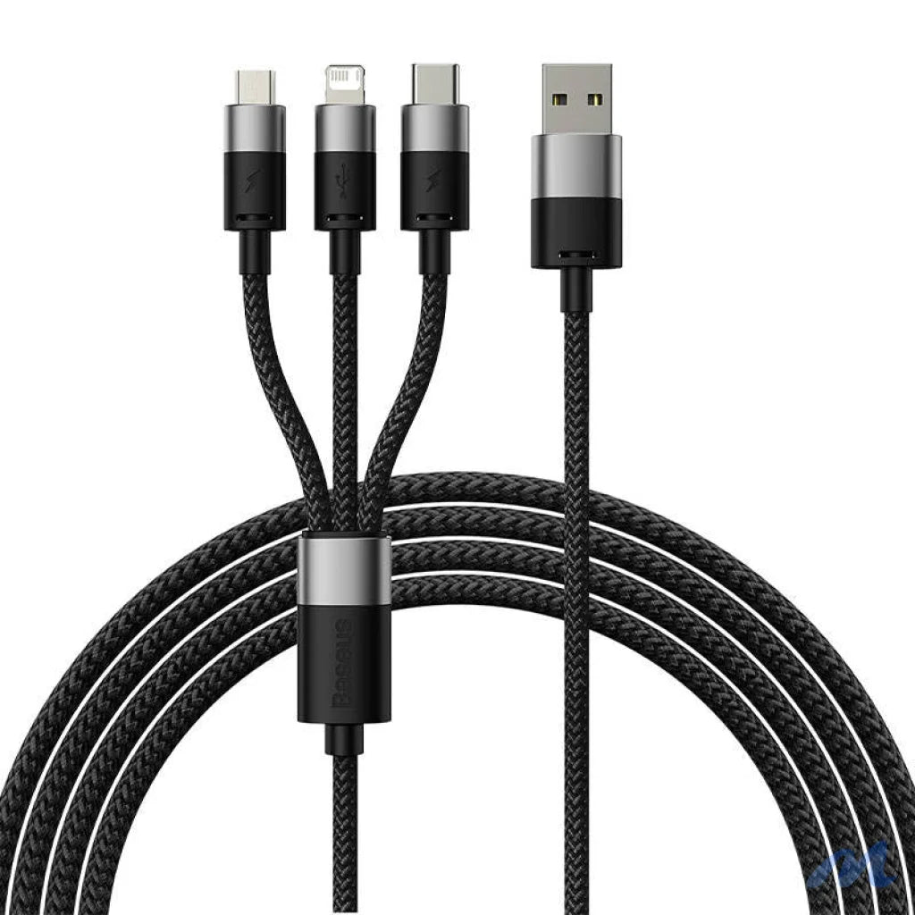 3in1 USB cable Baseus StarSpeed Series, USB-C + Micro + Lightning 3,5A, 1.2m (Black)