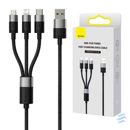 3in1 USB cable Baseus StarSpeed Series USB C + Micro + Lightning 3,5A 1.2m (Black) Combo Cables