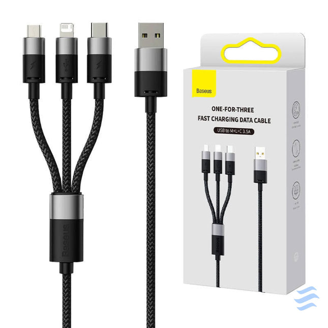 3in1 USB cable Baseus StarSpeed Series USB C + Micro + Lightning 3,5A 1.2m (Black) Combo Cables