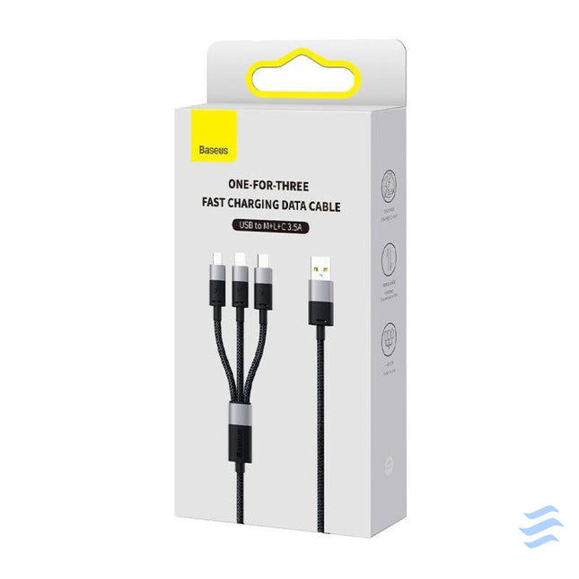 3in1 USB cable Baseus StarSpeed Series USB C + Micro + Lightning 3,5A 1.2m (Black) Combo Cables