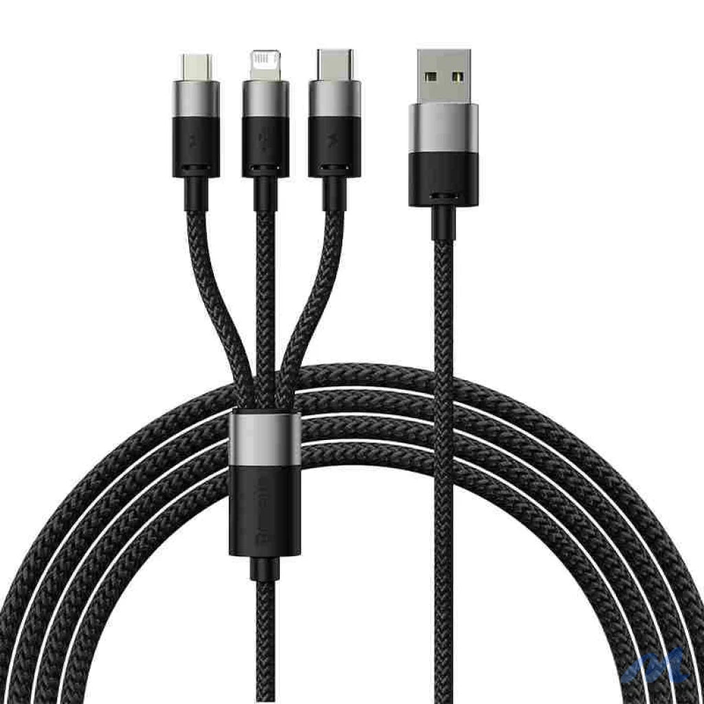 3in1 USB cable Baseus StarSpeed Series, USB-C + Micro + Lightning 3,5A, 1.2m (Black)