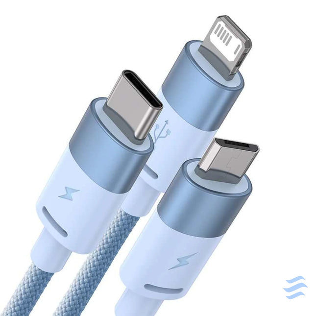3in1 USB cable Baseus StarSpeed Series USB C + Micro + Lightning 3,5A 1.2m (Blue) Combo Cables