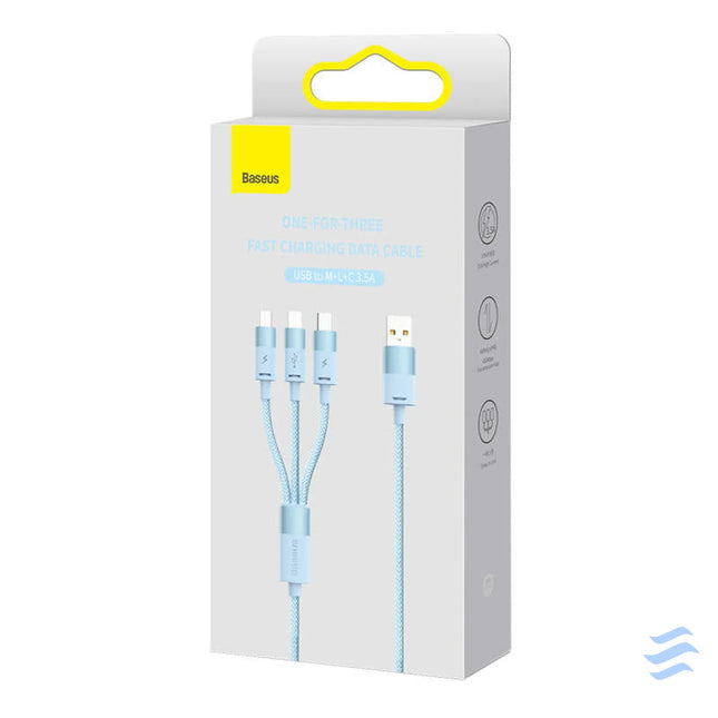 3in1 USB cable Baseus StarSpeed Series USB C + Micro + Lightning 3,5A 1.2m (Blue) Combo Cables