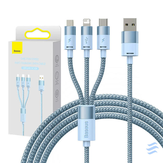 3in1 USB cable Baseus StarSpeed Series USB C + Micro + Lightning 3,5A 1.2m (Blue) Combo Cables