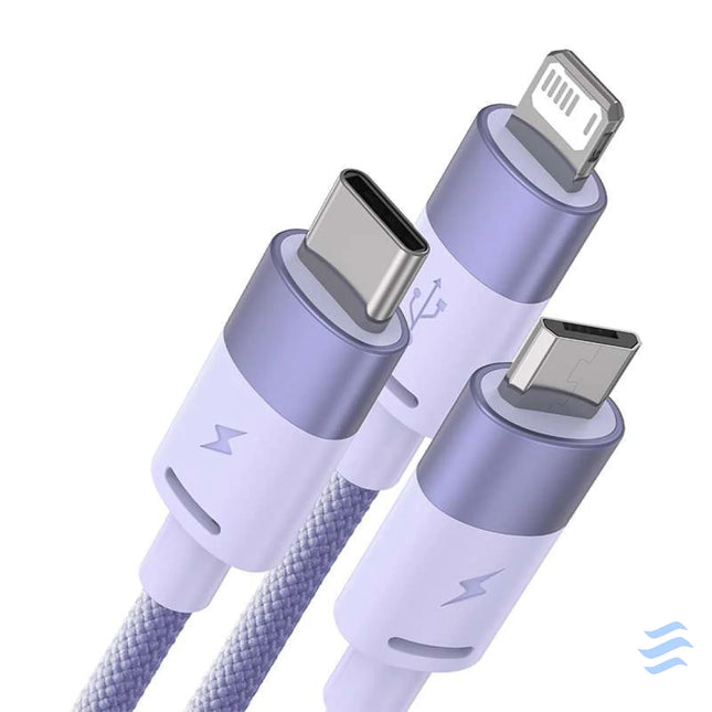 3in1 USB cable Baseus StarSpeed Series USB C + Micro + Lightning 3,5A 1.2m (Purple) Combo Cables