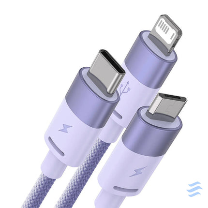 3in1 USB cable Baseus StarSpeed Series USB C + Micro + Lightning 3,5A 1.2m (Purple) Combo Cables