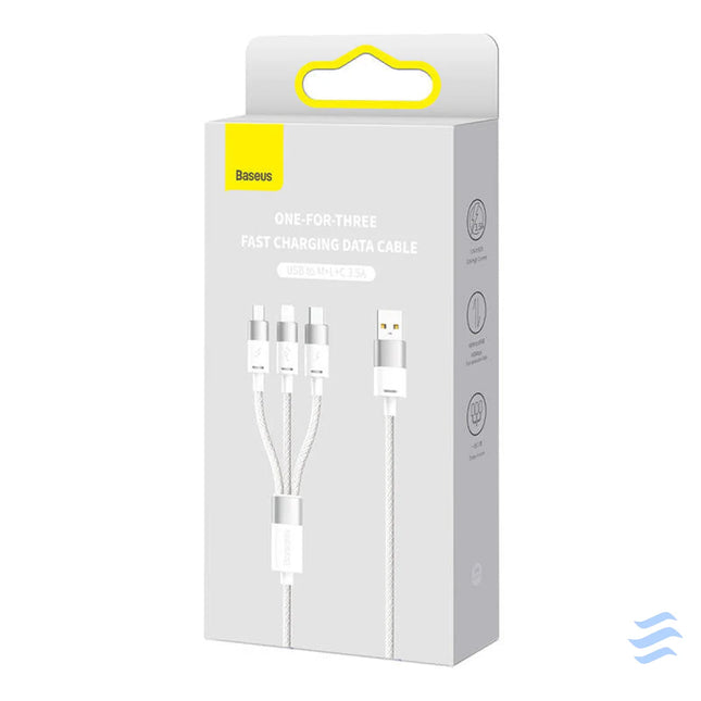 3in1 USB cable Baseus StarSpeed Series USB C + Micro + Lightning 3,5A 1.2m (White) Combo Cables