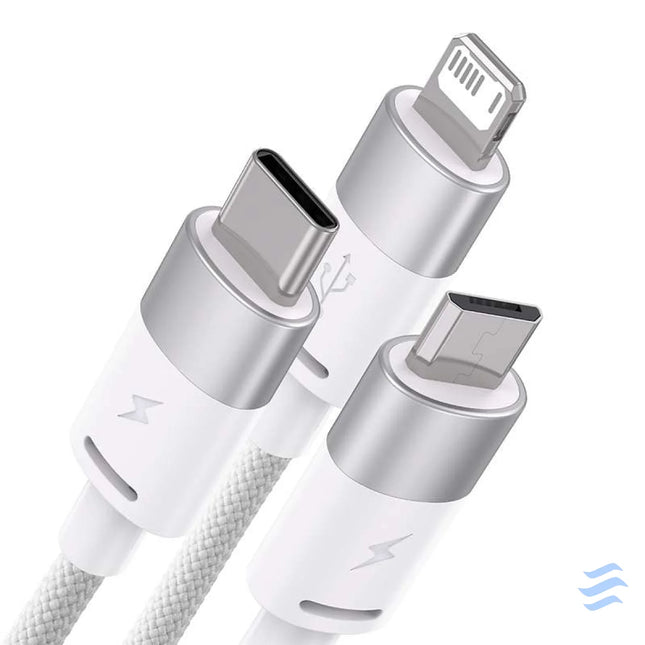 3in1 USB cable Baseus StarSpeed Series USB C + Micro + Lightning 3,5A 1.2m (White) Combo Cables