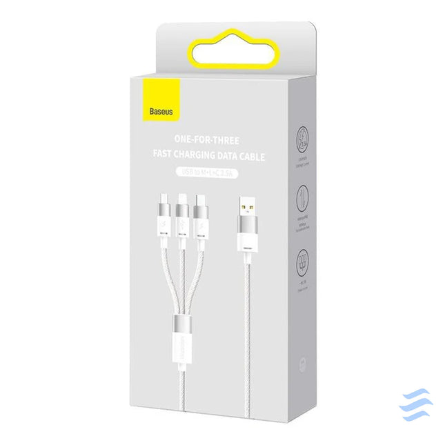3in1 USB cable Baseus StarSpeed Series USB C + Micro + Lightning 3,5A 1.2m (White) Combo Cables