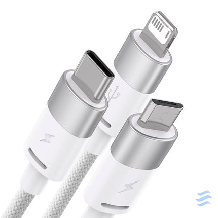 3in1 USB cable Baseus StarSpeed Series USB C + Micro + Lightning 3,5A 1.2m (White) Combo Cables