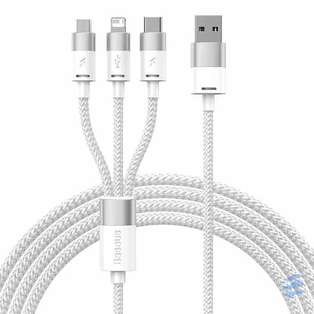 3in1 USB cable Baseus StarSpeed Series USB C + Micro + Lightning 3,5A 1.2m (White) Combo Cables