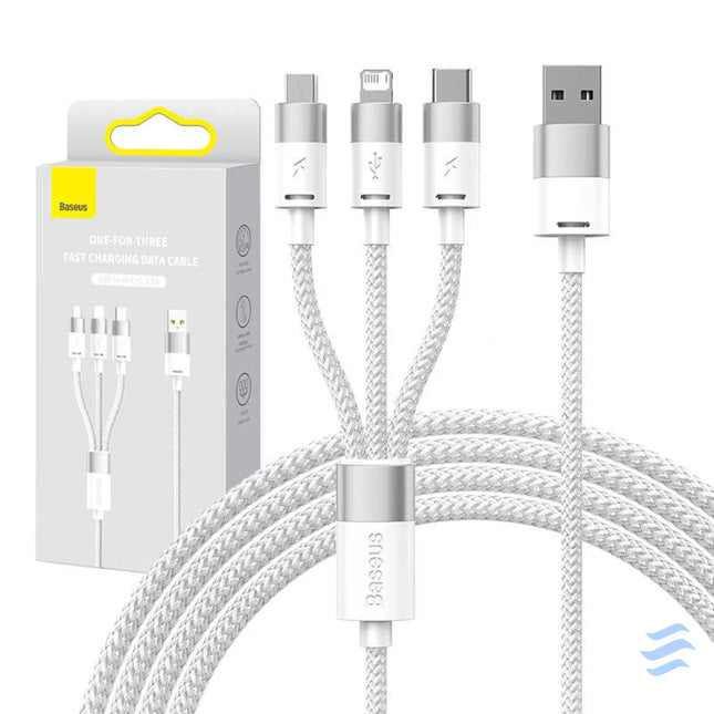 3in1 USB cable Baseus StarSpeed Series USB C + Micro + Lightning 3,5A 1.2m (White) Combo Cables