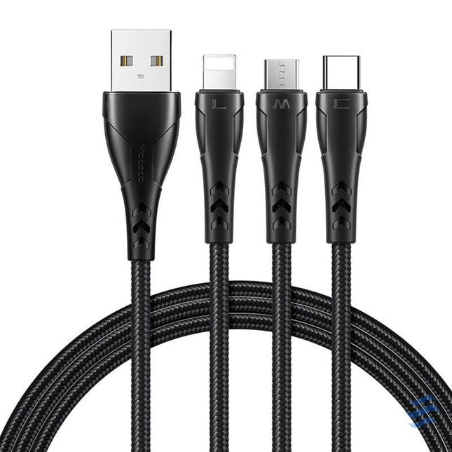 3in1 USB to USB C / Lightning / Micro USB Cable Mcdodo CA 6960 1.2m (Black) Combo Cables