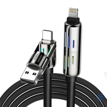 4 in 1 USB C/USB A to USB C/Lightning cable Blitzwolf BW HDC6 1.2m 240W RGB (black) Combo Cables