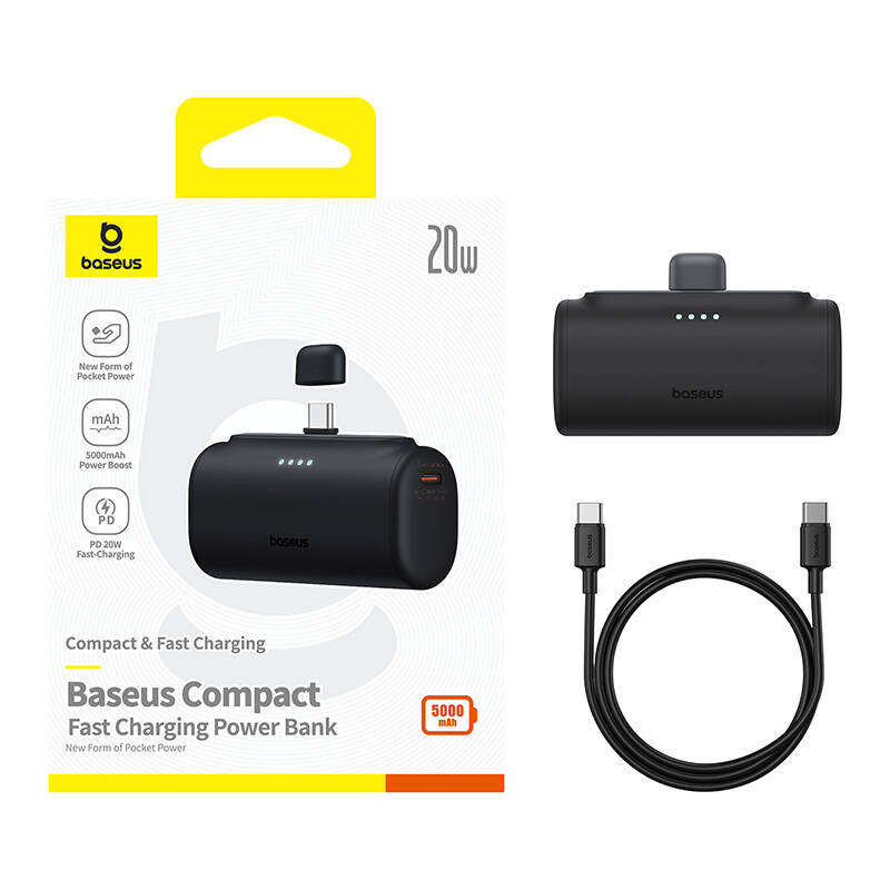 Powerbank Baseus Compact 5000mAh, 20W, USB-C (black)