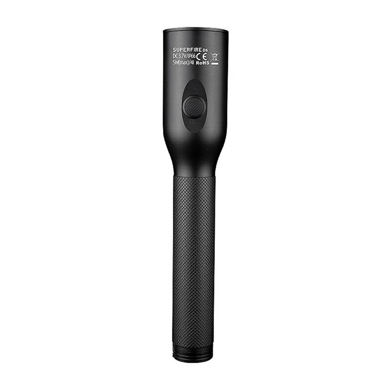 Superfire D6 flashlight, 220 lm, 210 m range, 4 modes