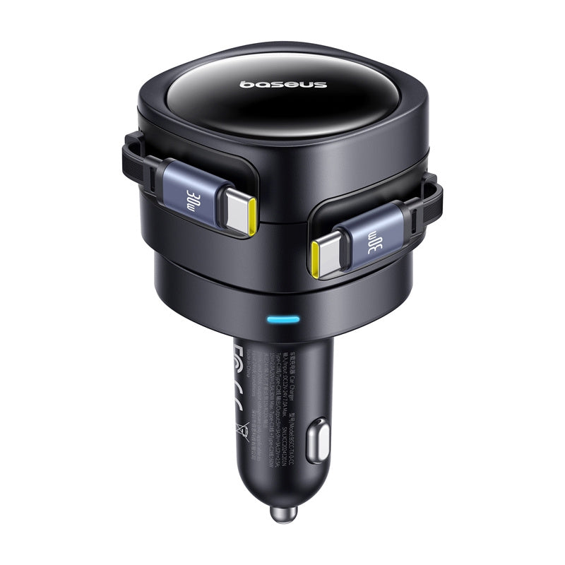 Baseus Enjoyment Max car charger with USB-C+USB-C cables 60W Black