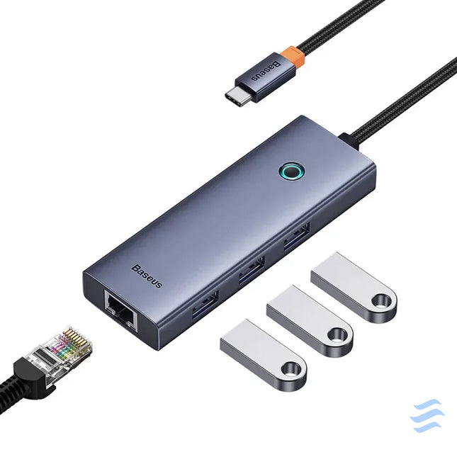 4in1 Hub Baseus UltraJoy USB C do 3x USB 3.0 + RJ45 (space grey) Hubs