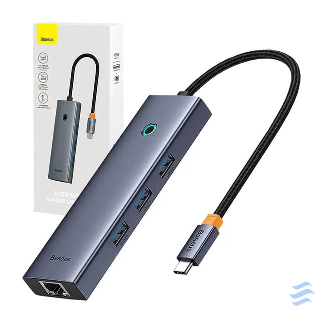 4in1 Hub Baseus UltraJoy USB C do 3x USB 3.0 + RJ45 (space grey) Hubs
