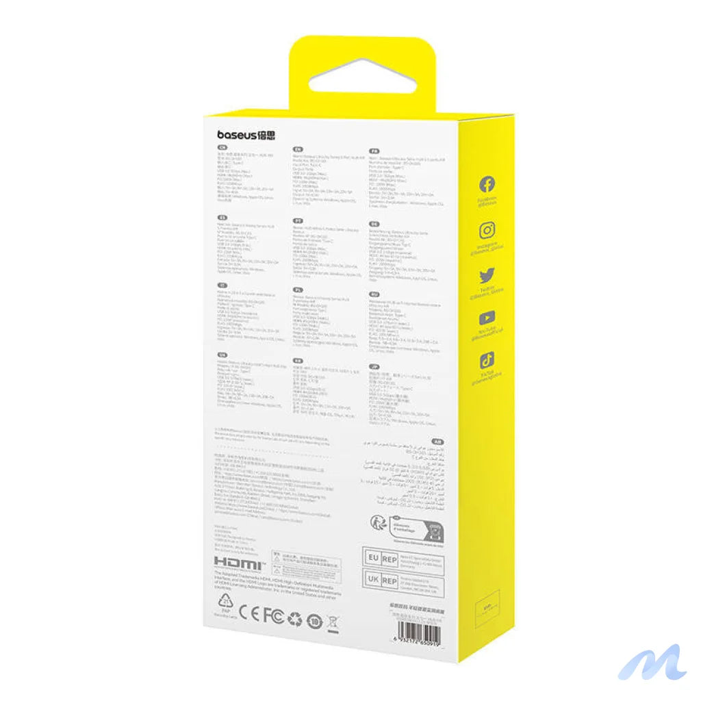 5-Port HUB AIR Baseus UltraJoy Series Type-C - HDMI, USB3.0x2, PD, RJ45 (grey)