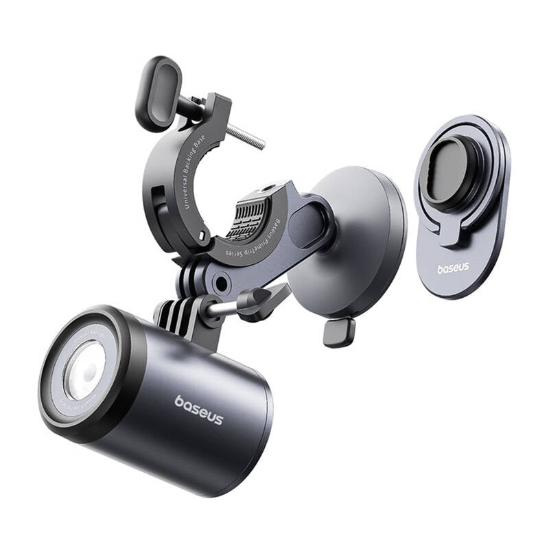 Baseus PrimeTrip 2-in-1 bike mount, phone holder + flashlight (black)