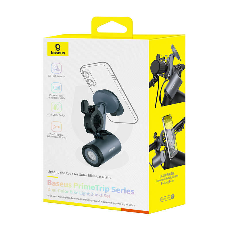 Baseus PrimeTrip 2-in-1 bike mount, phone holder + flashlight (black)