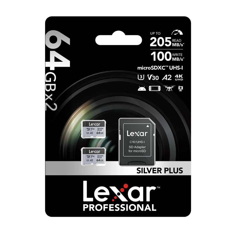 Karta pamięci Lexar High-Performance Silver Plus microSDXC 64GB + adapter