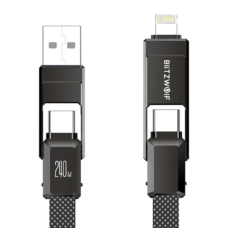Blitzwolf BW-HDC7 4-in-1 USB+C+Lightning cable 240W 1.2m (black)