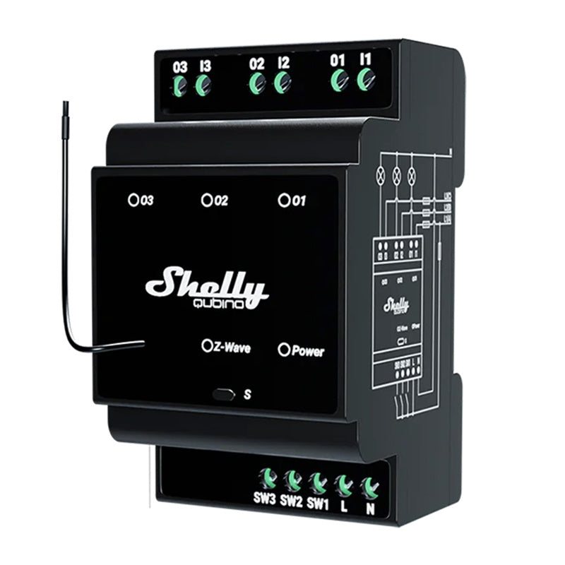 Shelly Qubino Wave Pro 3 Z-Wave 3 channel DIN rail relay