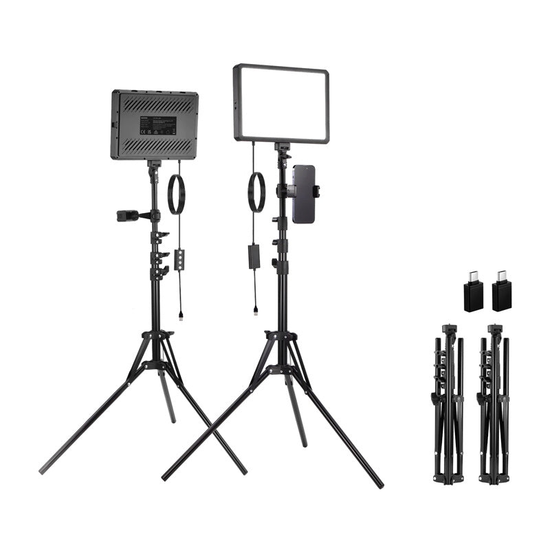 Neewer BP300 studio set two LED lights + tripods + phone holders