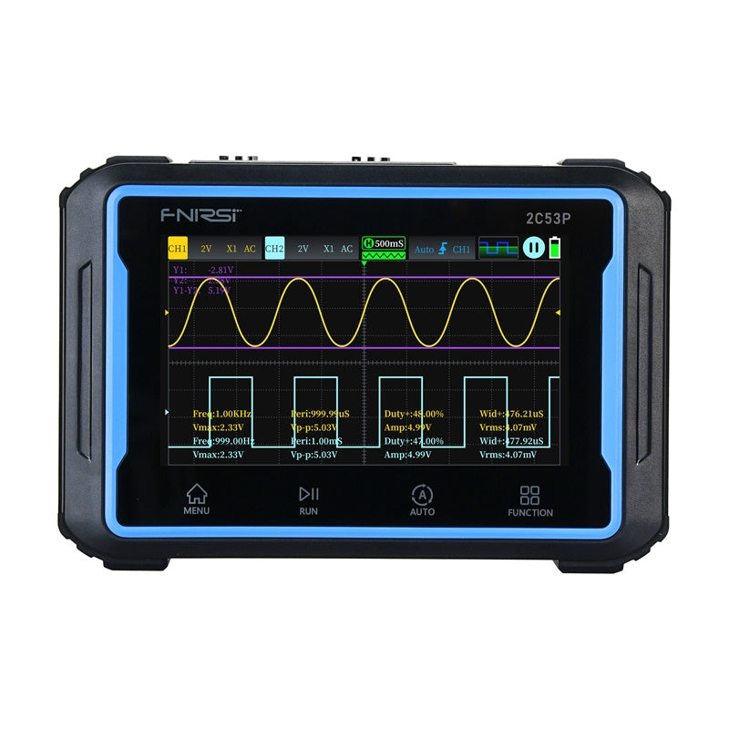 Portable 3-in-1 FNIRSI 2C53P 4.3" touchscreen oscilloscope