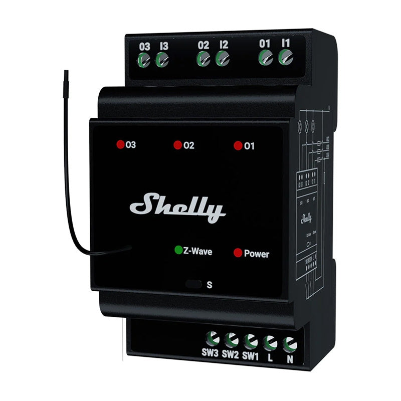 Shelly Qubino Wave Pro 3 Z-Wave 3 channel DIN rail relay