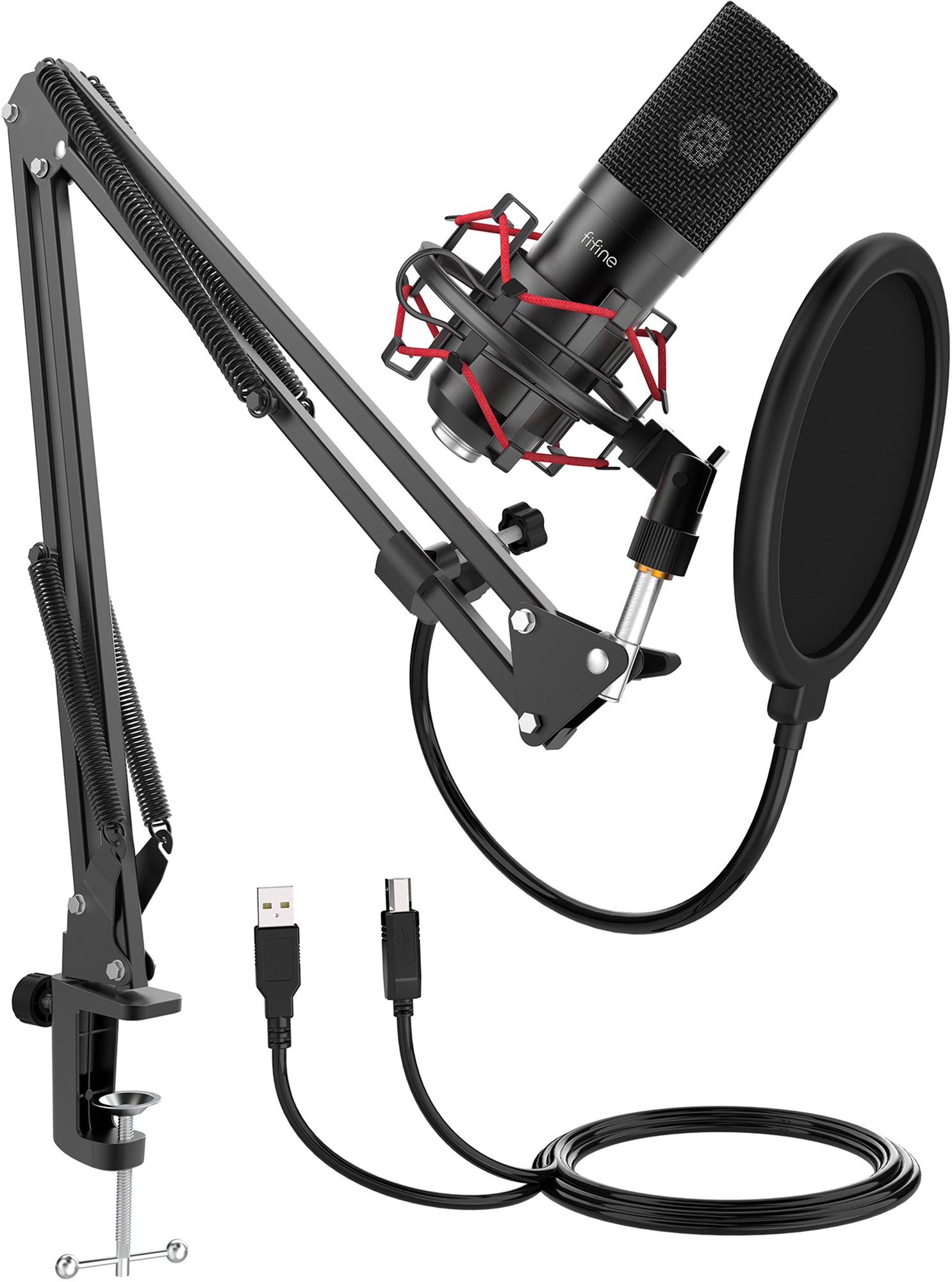 Condenser microphone with tripod Fifine T732 (black)