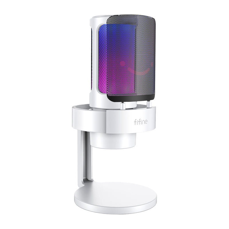 Fifine A8W condenser microphone with stand (white)