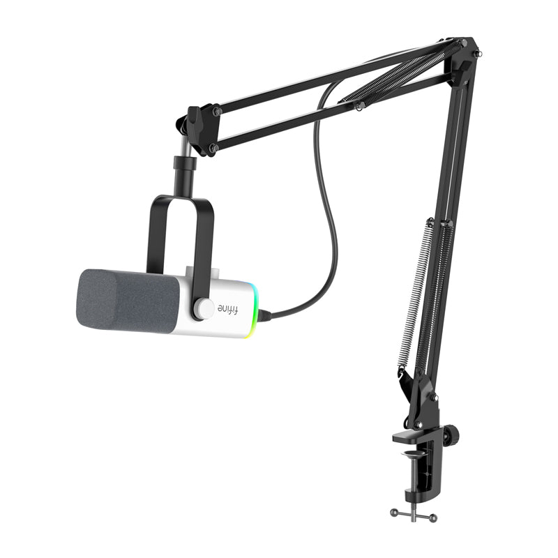 Fifine AM8TW gaming microphone with boom arm (white)