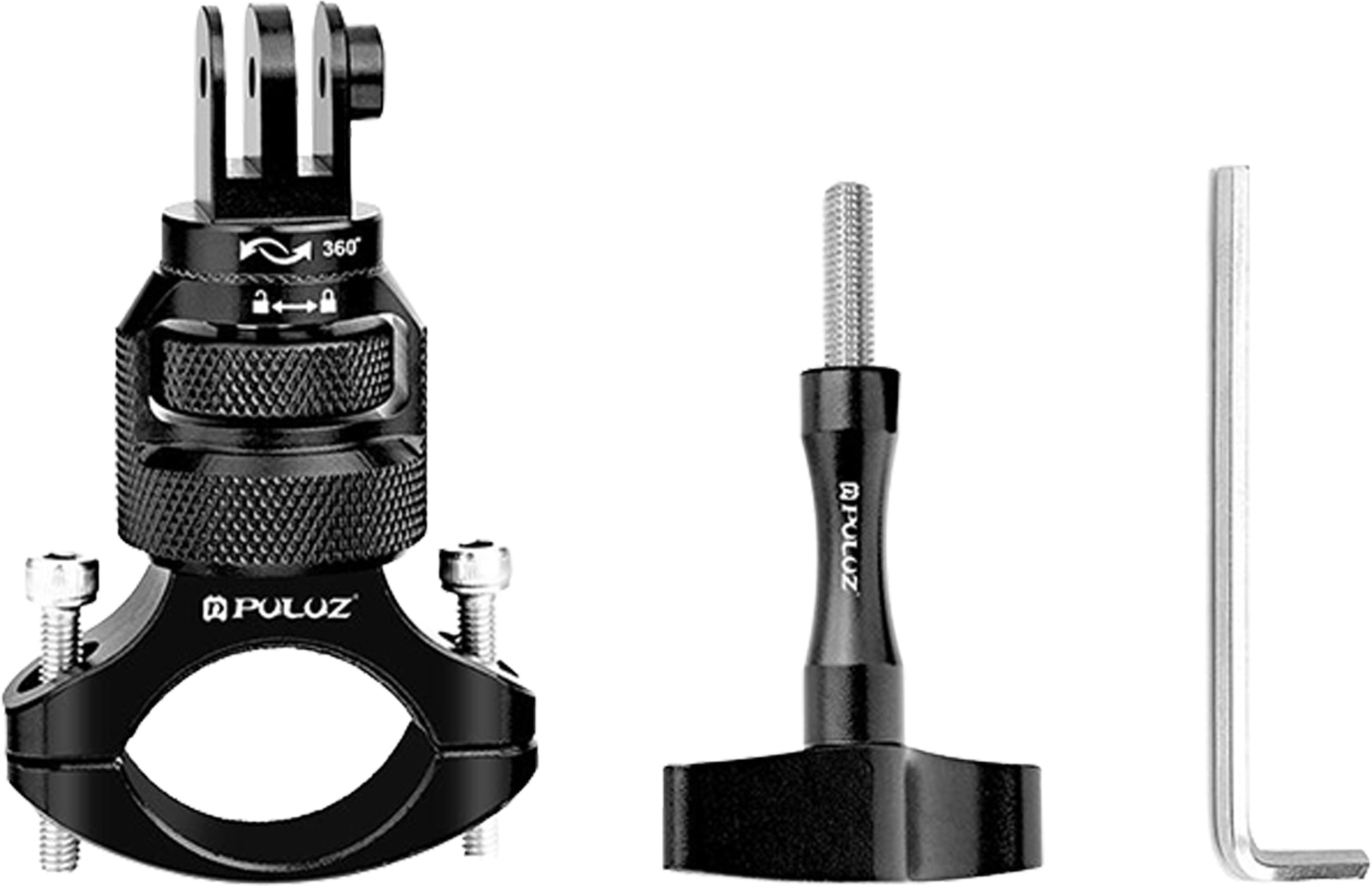 Aluminum 360° PULUZ Steering Wheel Mount for Sports Cameras (Black)