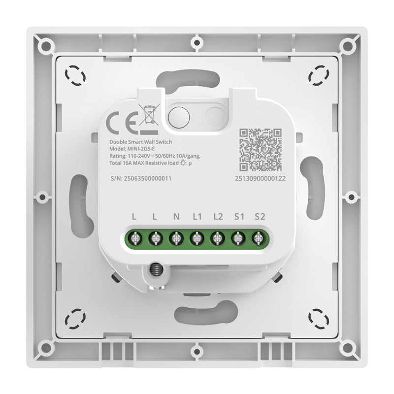 SONOFF MINI-2GS-E Matter Two-Channel Wall Switch.