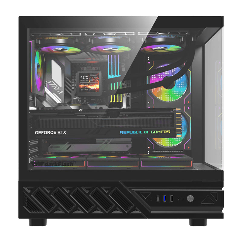 DarkFlash DS950V computer case with display (black) + 6 fans