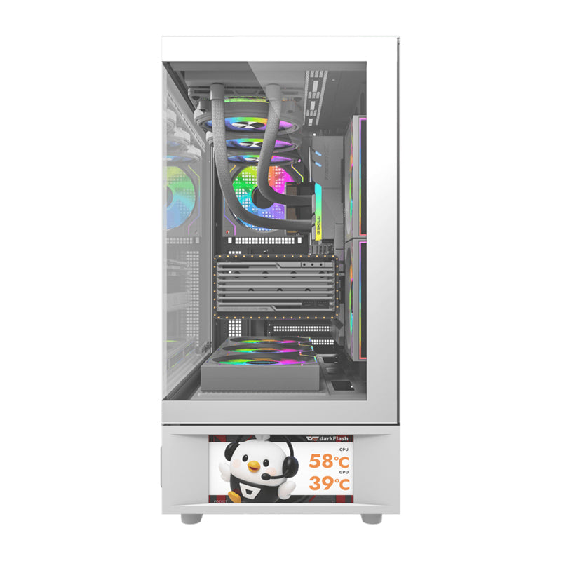 DarkFlash DS950V computer case with display (white) + 6 fans